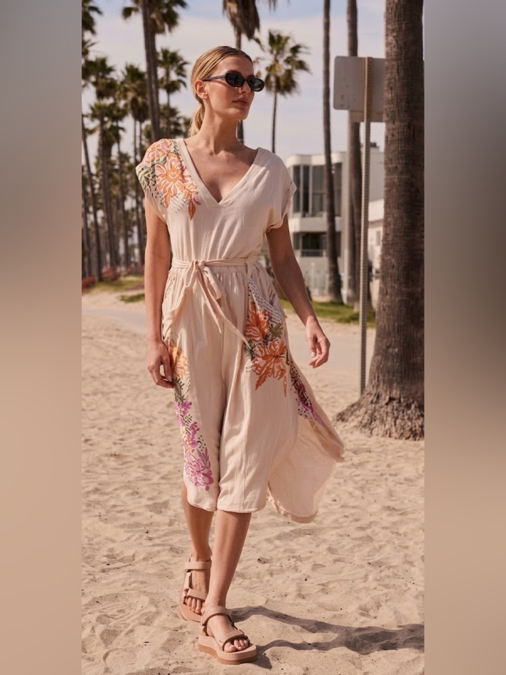 Daily Practice x Anthropologie Cream Short-Sleeve V-Neck Midi Dress Medium